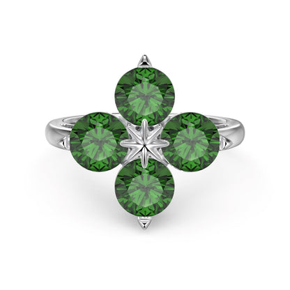 [Together]Four-Leaf Clover Eight-Pointed Star Ring