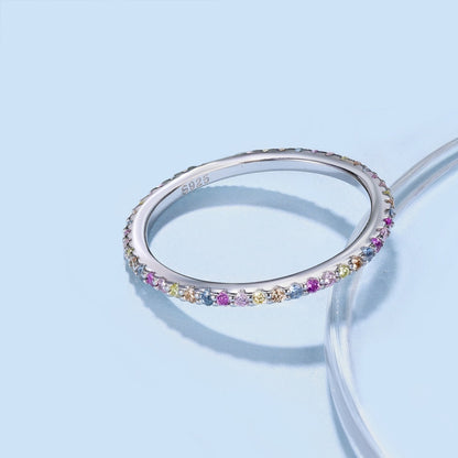 [Together]Ornate Colorful Round Cut Tennis Ring