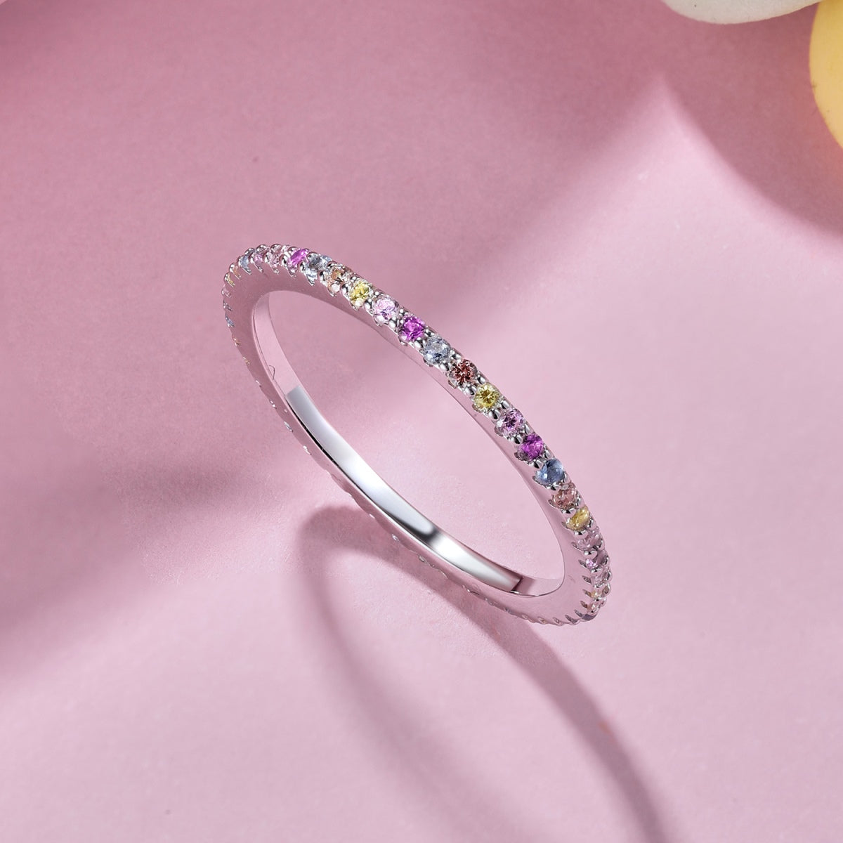 [Together]Ornate Colorful Round Cut Tennis Ring