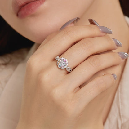 [Together]Delicate Colorful Round Cut Flower Shape Wedding Ring