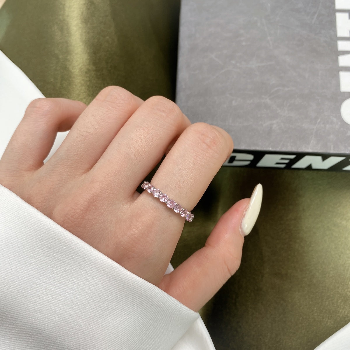 [Together]Sparkling Round Cut Tennis Ring