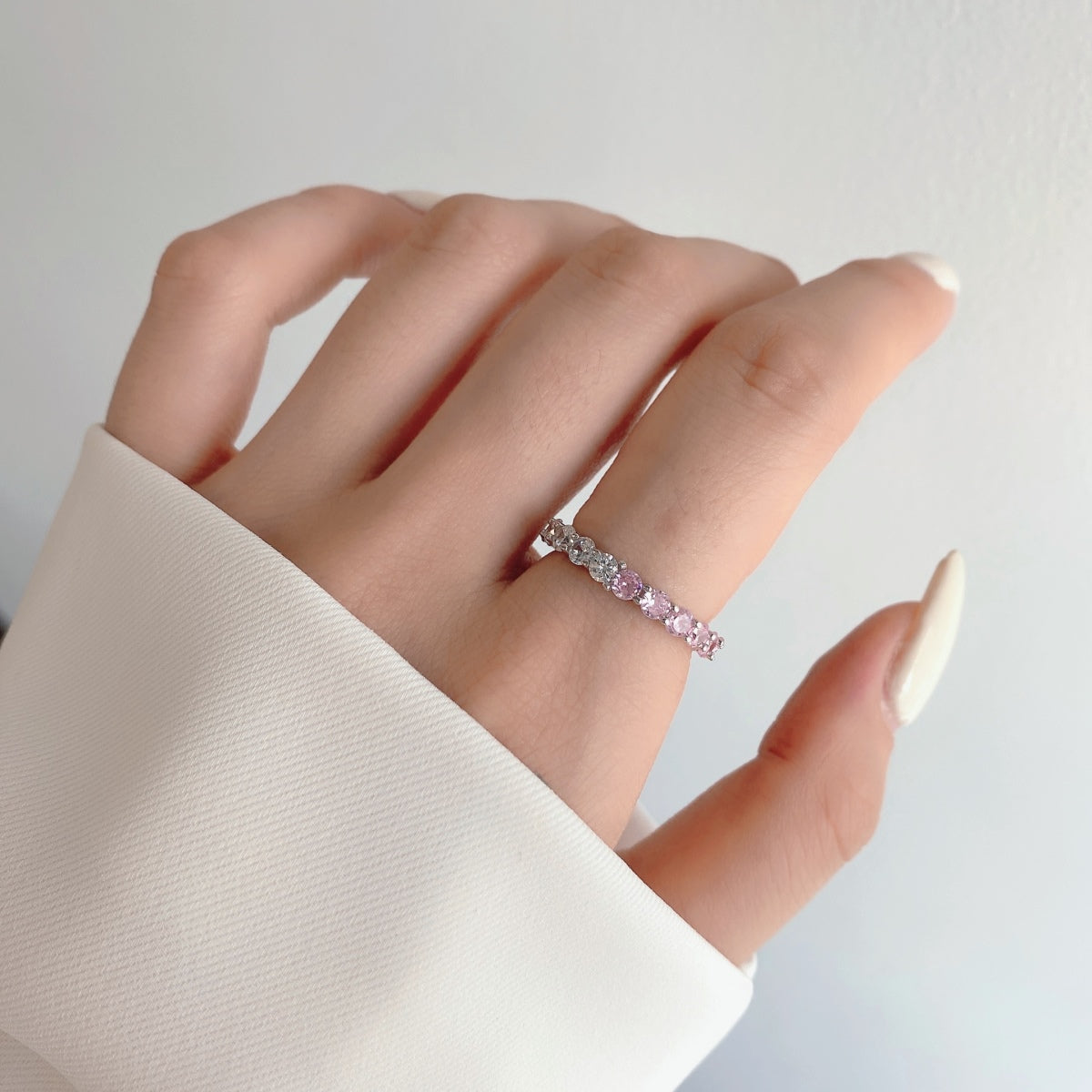 [Together]Sparkling Round Cut Tennis Ring