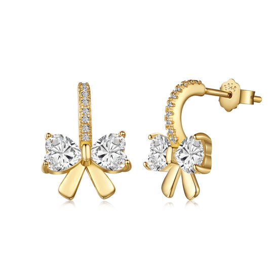 [Together]Exquisite Earrings With Heart-Shaped Bow Design