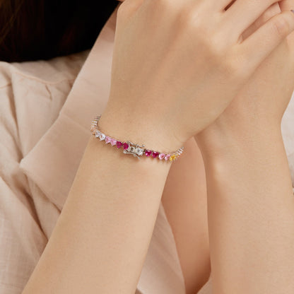 [Together]Luxurious Colorful Romantic Heart Shape Lover Bracelet