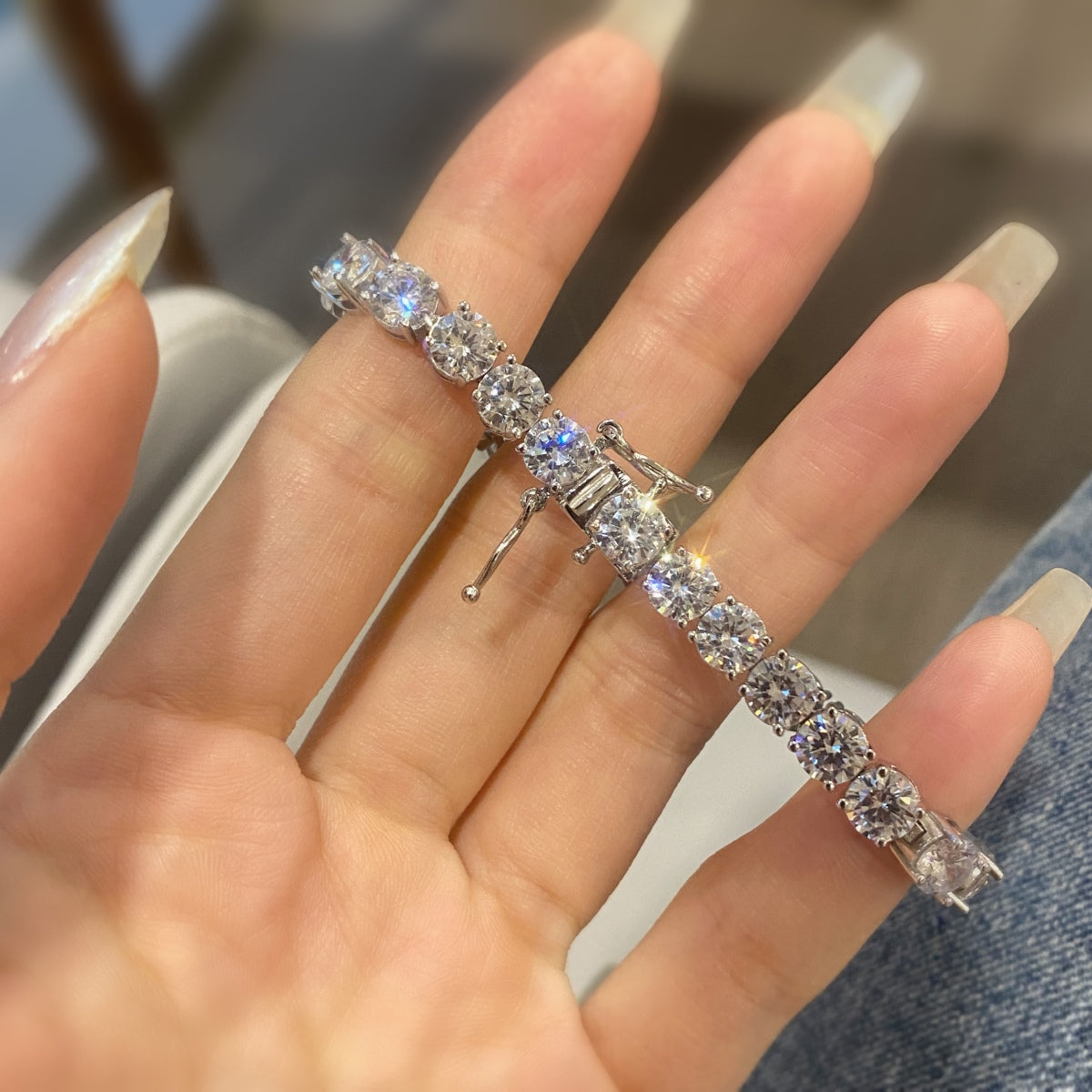 [Together]0.75 Carat Dazzling Round Cut Wedding Bracelet