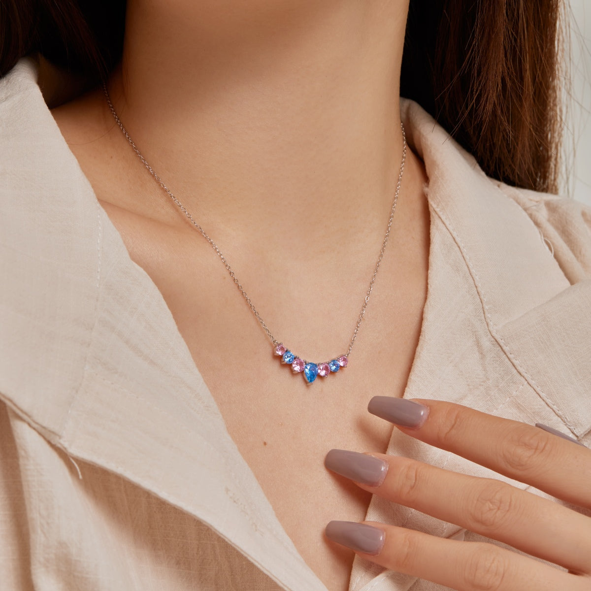 [Together]Dainty Colorful Heart Necklace