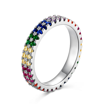 [Together]Unique Colorful Round Cut Tennis Ring