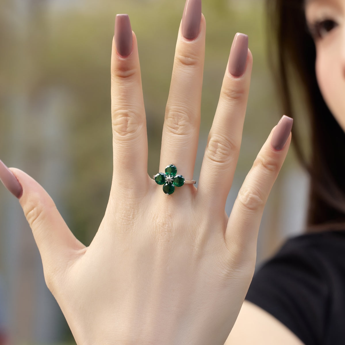 [Together]Four-Leaf Clover Eight-Pointed Star Ring