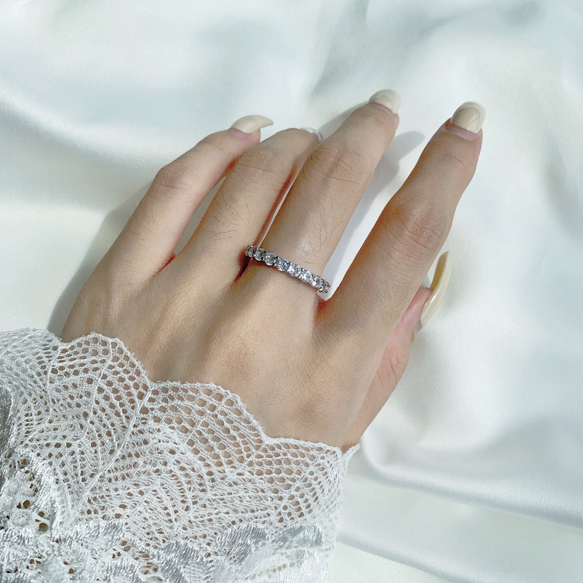 [Together]Sparkling Round Cut Tennis Ring